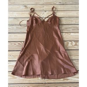NWT Urban Outfitters Silky Bustier Tank Dress Size Medium Rust Brown MSRP $49